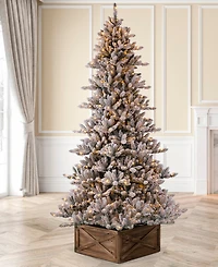 Glitzhome Pre-Lit Snow Flocked Fir Christmas Tree with 400 Warm Lights