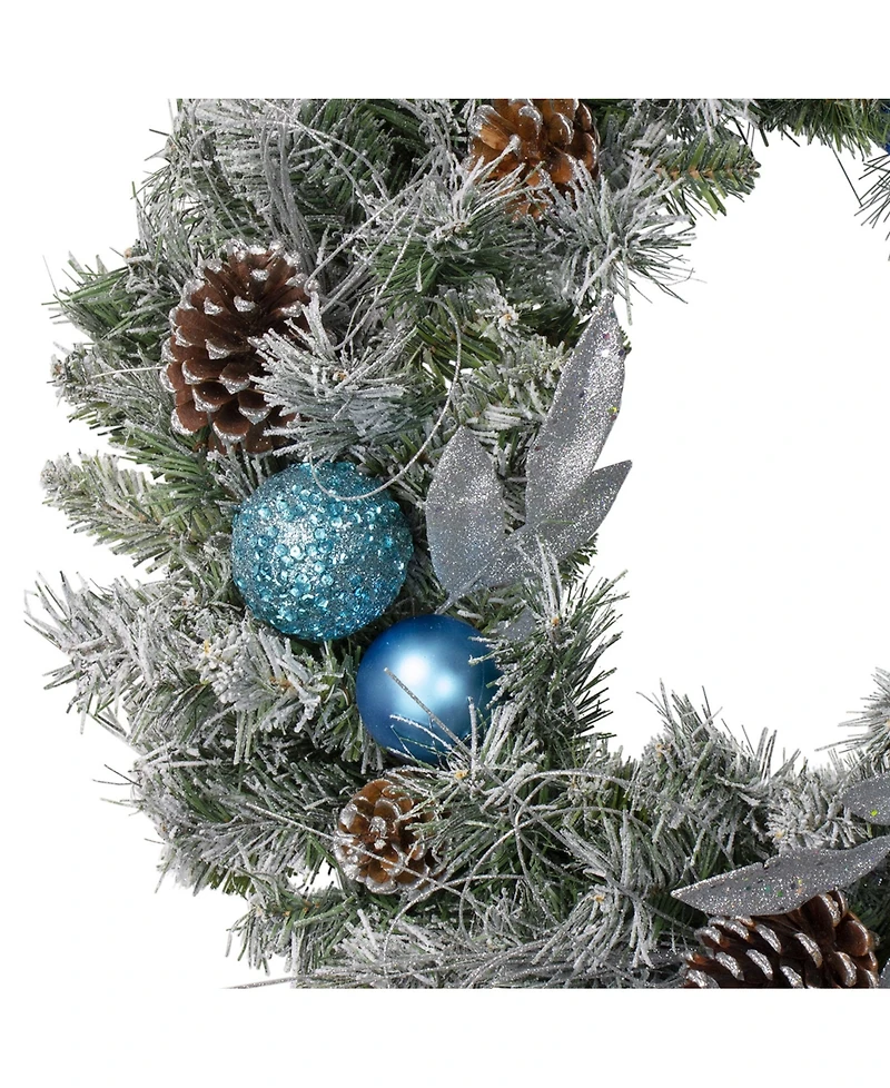 Northlight Flocked Pine with Ornaments Artificial Christmas Wreath-Unlit