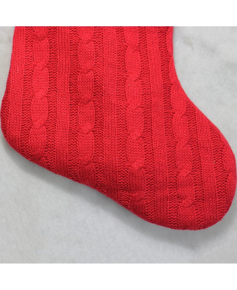 Northlight Cable Knit and Faux Fur Cuff Decorative Christmas Stocking