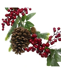 Northlight Pine Springs Berries and Pine Cones Artificial Christmas Garland-Unlit