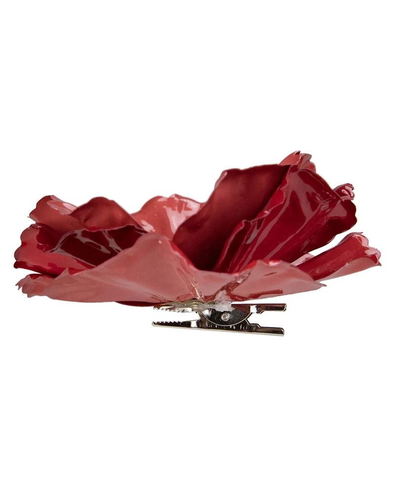 Northlight Shiny Coral Poppy Clip Christmas Ornament