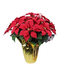 Northlight Red Artificial Christmas Poinsettia with Gold Tone Wrapped Pot