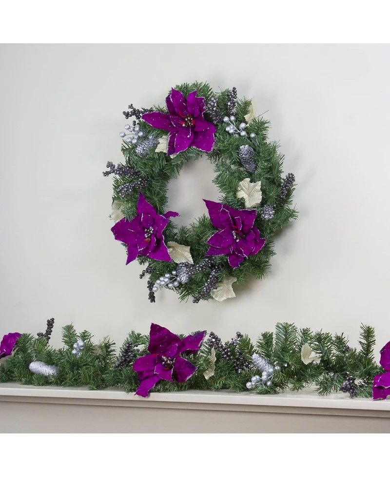 Northlight Unlit Poinsettia and Pine Cone Artificial Christmas Wreath