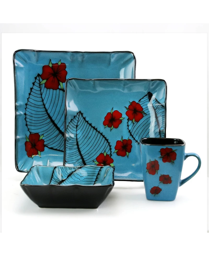 Elama Aloha Tide 16 Pc. Dinnerware Set, Service for 4