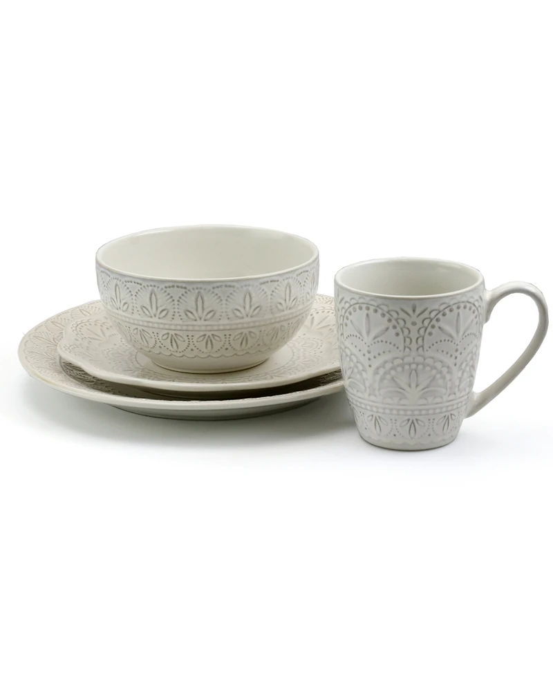 Elama Lace 16 Pc. Dinnerware Set, Service for 4