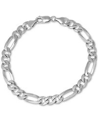 Men's Figaro Link Chain Bracelet 18k Gold-Plated Sterling Silver or