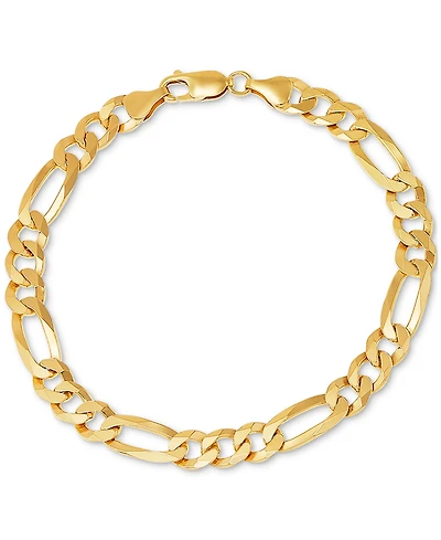 Men's Figaro Link Chain Bracelet 18k Gold-Plated Sterling Silver or