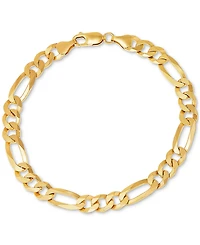 Men's Figaro Link Chain Bracelet 18k Gold-Plated Sterling Silver or