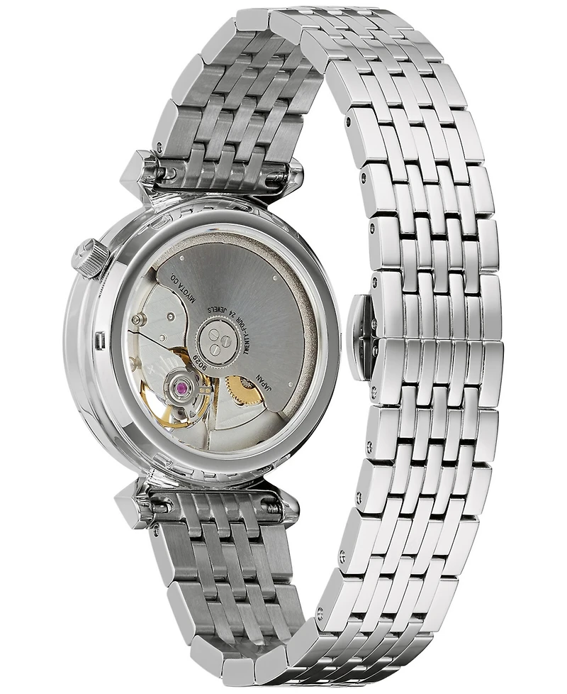 Bulova Women's Automatic Classic Regatta Diamond-Accent Stainless Steel Bracelet Watch 32.2mm