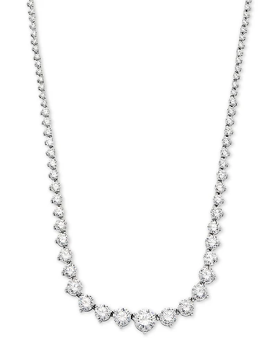 Arabella Cubic Zirconia Graduated 17" Necklace in Sterling Silver, Created for Macy's