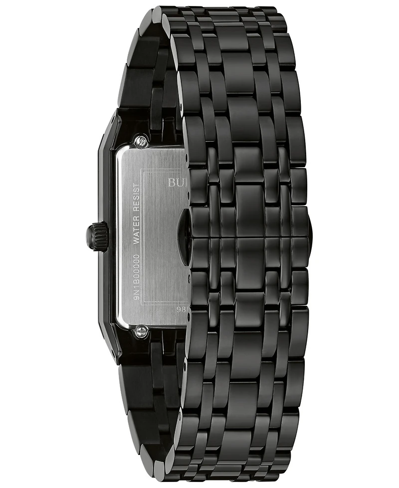Bulova Men's Futuro Diamond-Accent Black Stainless Steel Bracelet Watch 45x30mm