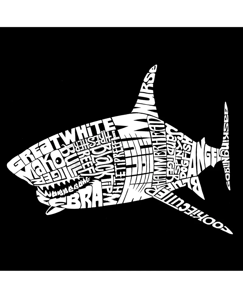 La Pop Art Men's Word Art Species Of Shark Crewneck Sweatshirt