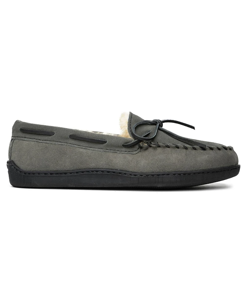 Minnetonka Men's Sheepskin Hardsole Moccasin Extended Sizes Slippers