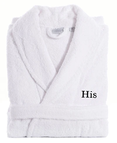 Linum Home Bookman Font Turkish Cotton Embroidered His Terry Bathrobe