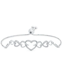 Diamond Interlocking Heart Bolo Bracelet (1/6 ct. t.w.) in Sterling Silver