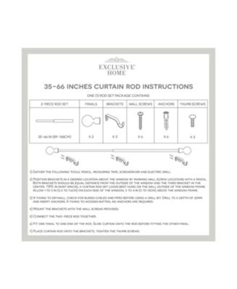 Exclusive Home Rimini 1 Window Curtain Rod Finial Set Adjustable