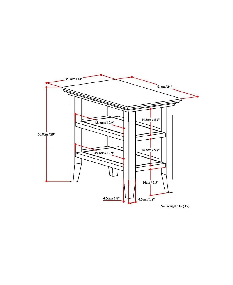 Simpli Home Acadian Solid Wood Narrow Side Table
