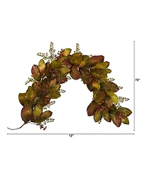 Nearly Natural Autumn Magnolia Leaf and Berries Artificial Garland