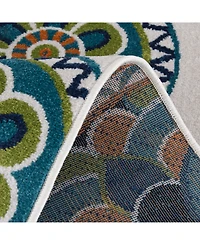 Closeout! Portland Textiles Tropicana Burnette White 8'8" x 11'10" Outdoor Area Rug