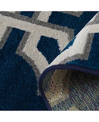 Closeout! Portland Textiles Tropicana Dolliver Blue 7'10" x 9'10" Outdoor Area Rug