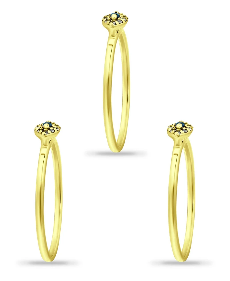 Macy's Cubic Zirconia Evil Eye Trio 18K Gold Plate Stack Ring, Set of 3 Rings