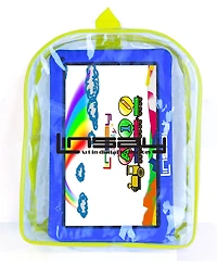 Linsay New 10.1" Funny Kids Tablet Octa Core 128GB with Green Kids Defender Case and Back pack New Android 13