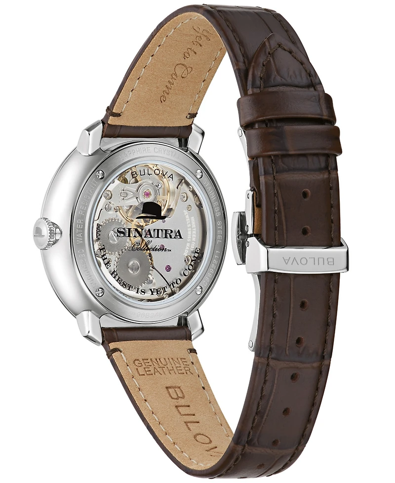 Bulova Men's Frank Sinatra Collection Brown Leather Strap Watch 40mm