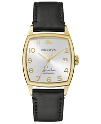 Bulova Men's Frank Sinatra Automatic Black Leather Strap Watch 45x33.5mm