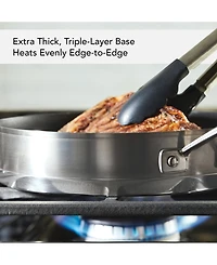 KitchenAid 3-Ply Base Stainless Steel Nonstick Induction Stovetop Grill Pan, 10.25", Brushed Stainless Steel