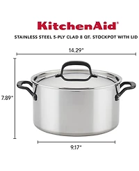 KitchenAid 5-Ply Clad Stainless Steel 8 Quart Stockpot with Lid