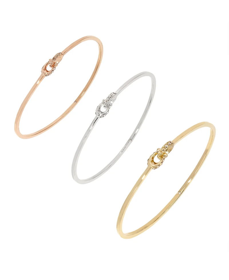 Coach Interlocking Signature C Stone Bangle Bracelet Set