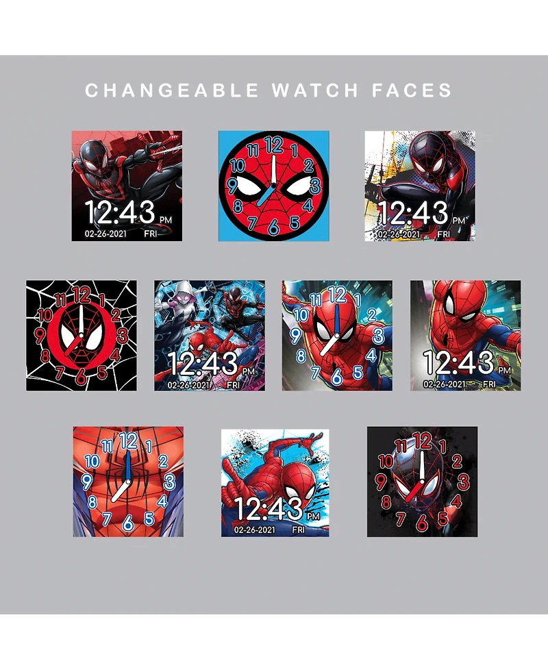 Accutime Kid's Spiderman Black Silicone Strap Smart Watch 46x41mm