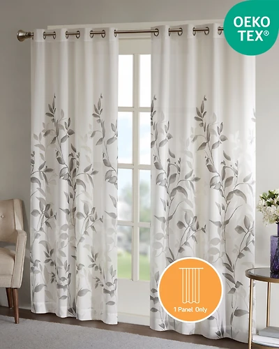 Cecily Burnout Printed Sheer Window Curtain, 84 inches long Single Sheer Curtain Panel, Width 50 curtains sheer for Bedroom and Living Room, Easy To H