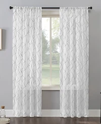 Abstract Geometric Embroidery Semi-Sheer Rod Pocket Curtain Panel