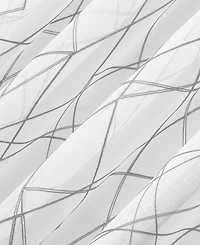Abstract Geometric Embroidery Semi-Sheer Rod Pocket Curtain Panel