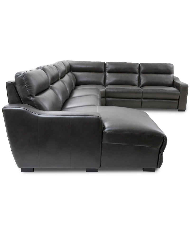 Gabrine -Pc. Leather Sectional with Power Headrests and Chaise