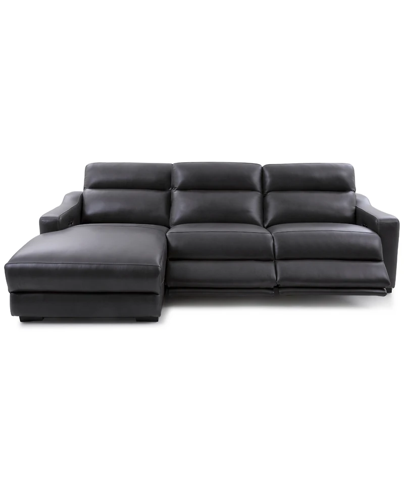 Gabrine 3-Pc. Leather Sectional with 2 Power Headrests & Chaise, Created for Macy's