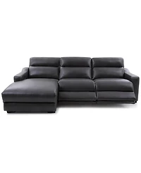 Gabrine 3-Pc. Leather Sectional with 2 Power Headrests & Chaise, Created for Macy's
