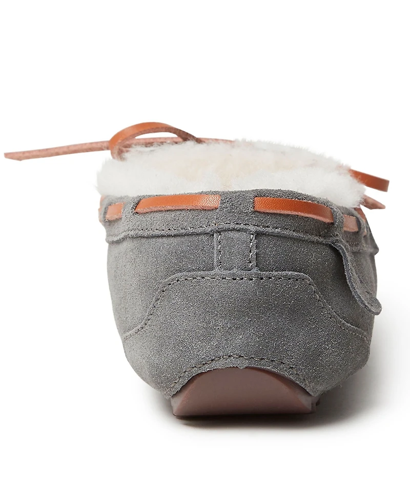 Fireside By Dearfoams Women's Victoria Genuine Shearling Moccasin Slipper