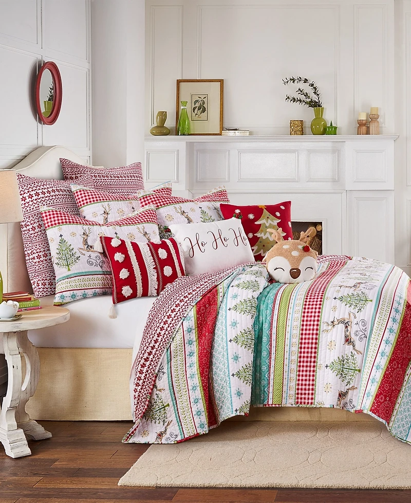 Levtex Comet & Cupid Folk Christmas Quilted Quilt