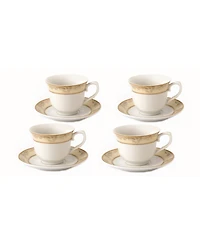 Lorren Home Trends Floral 8 Piece 8oz Tea or Coffee Cup and Saucer Set