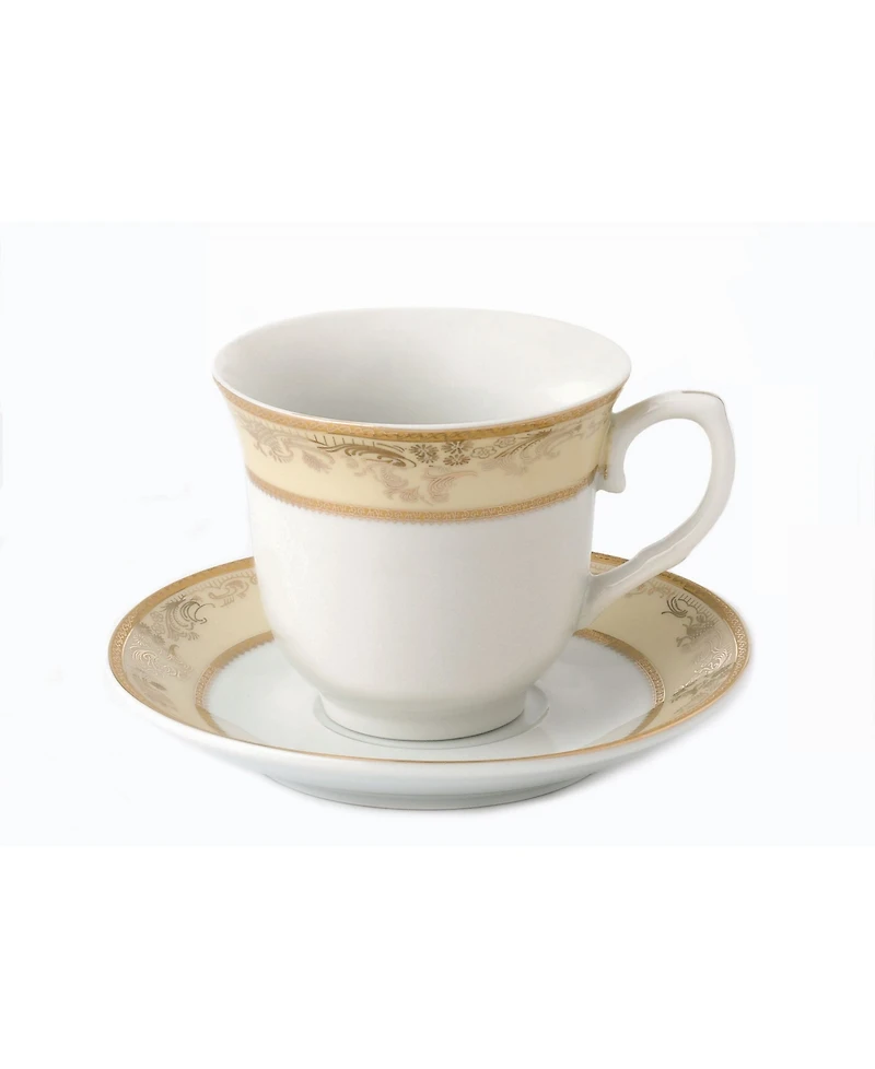 Lorren Home Trends Floral 8 Piece 8oz Tea or Coffee Cup and Saucer Set