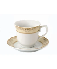 Lorren Home Trends Floral 8 Piece 8oz Tea or Coffee Cup and Saucer Set