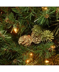 National Tree Company 7.5' Carolina Pine Hinged Tree with Flocked Cones and 1000 Clear Lights
