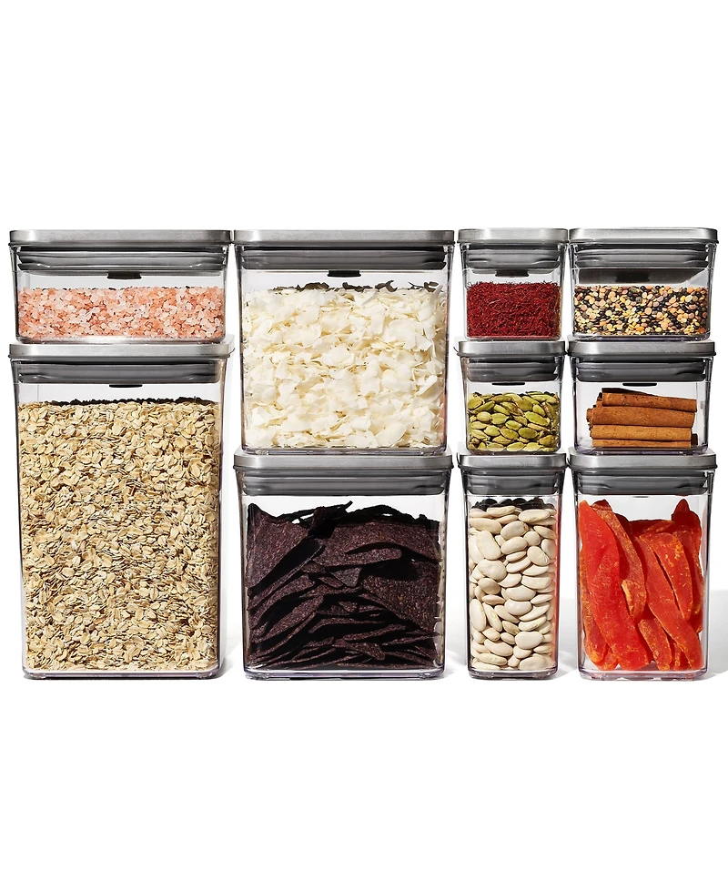 Oxo Steel Pop 12-Piece Food Storage Container Set with Scoop & Labels