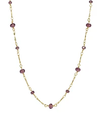 2028 Women's Gold Tone Purple Beaded Chain Necklace