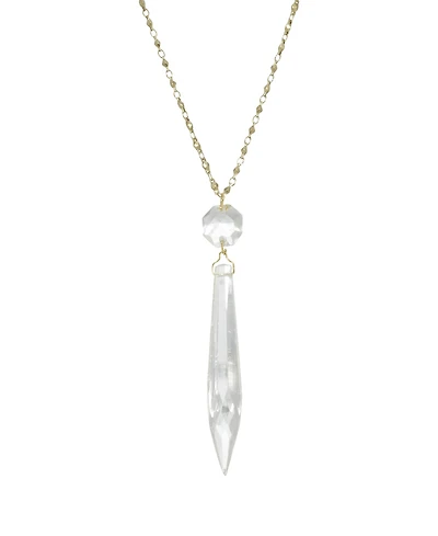 2028 Women's Gold Tone Clear Crystal Icicle Necklace