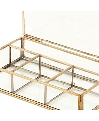 CosmoLiving by Cosmopolitan Gold Glass Modern Jewelry Box , 2" x 9" x 6"