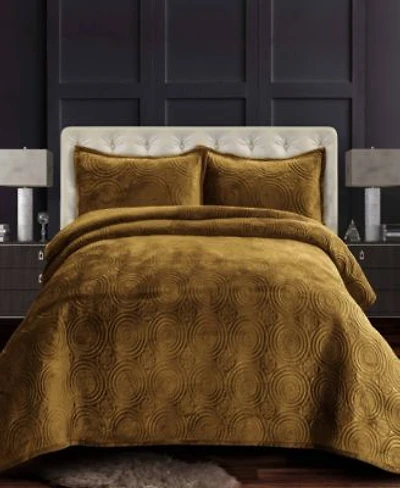 Tribeca Living Capri Medallion Velvet Oversized Solid Quilt Set