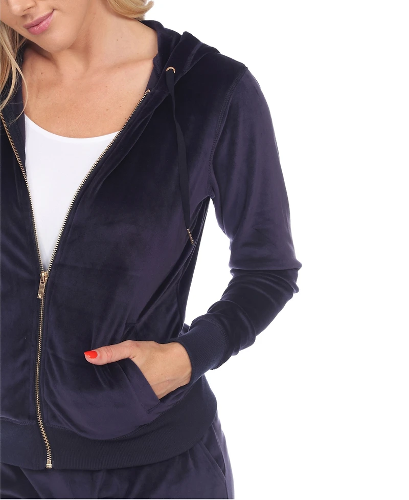 White Mark Women's Velour Tracksuit Loungewear 2pc Set